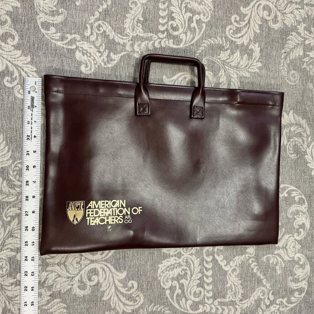 Vintage AFT American Federation of Teachers Burgundy Portfolio Briefcase